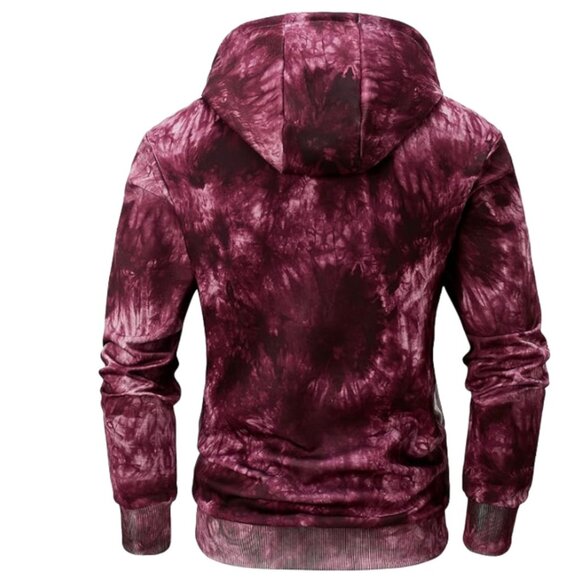 LINSPLLO MEN'S TIE DYE HOODIE PULLOVER SWEATSHIRT - Picture 3 of 5